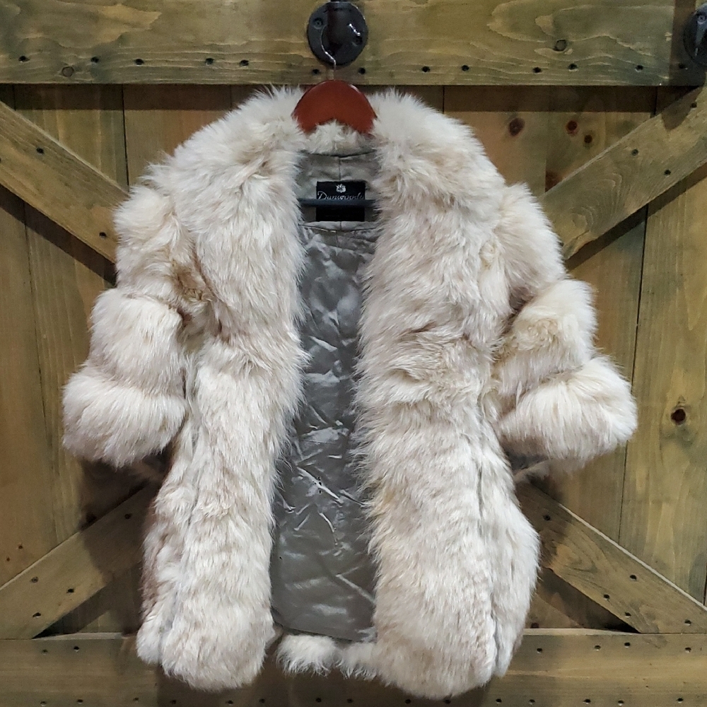 Vintage Cream Fur Cape Dunwoody Furs Drama Romantic Rock Myth Rich Retro - Picture 2 of 16